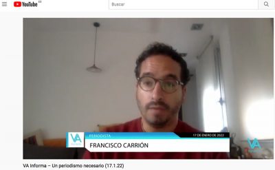 Francisco Carrión, durante la entrevista en VA Informa, en www.vatelevision.com