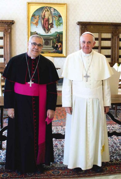 D. Javier con el Santo Padre, en su visita ad limina en 2014.