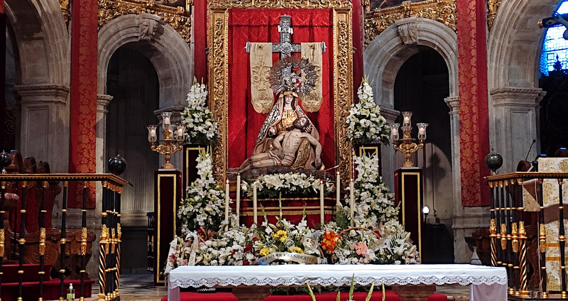 Los mayores de la Residencia Santa Teresa Jornet visitaron a la Virgen de las Angustias en la Catedral