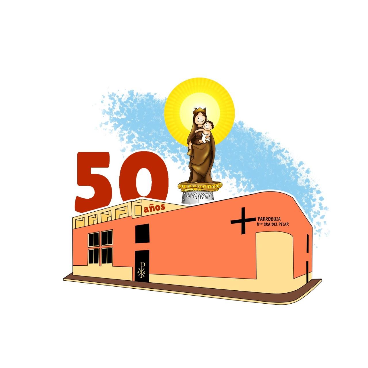 Logotipo conmemorativo del cincuentenario parroquial