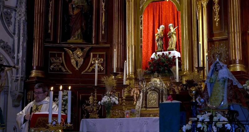 Imagen de la Virgen de la Cabeza en la parroquia de Huéscar