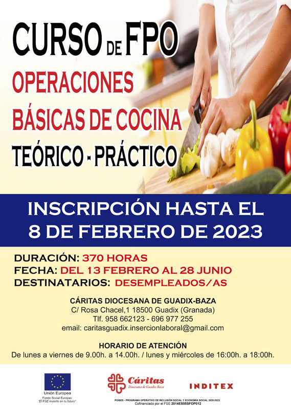 Cariutas Curso Cocina febrero 2023 cartel