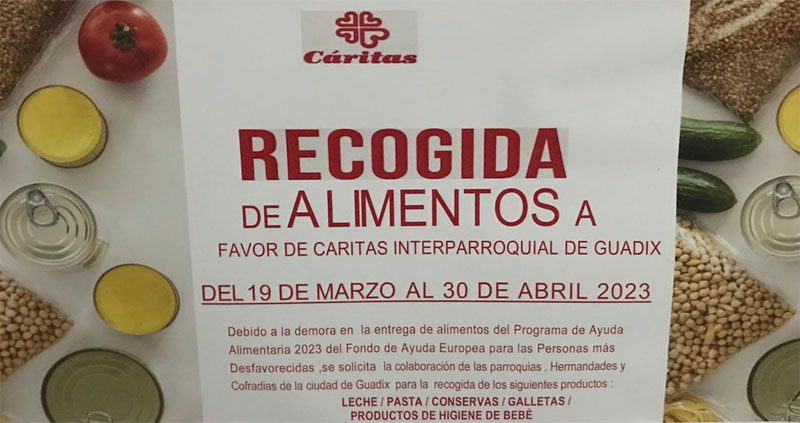 Cáritas Interparroquial de Guadix necesita alimentos