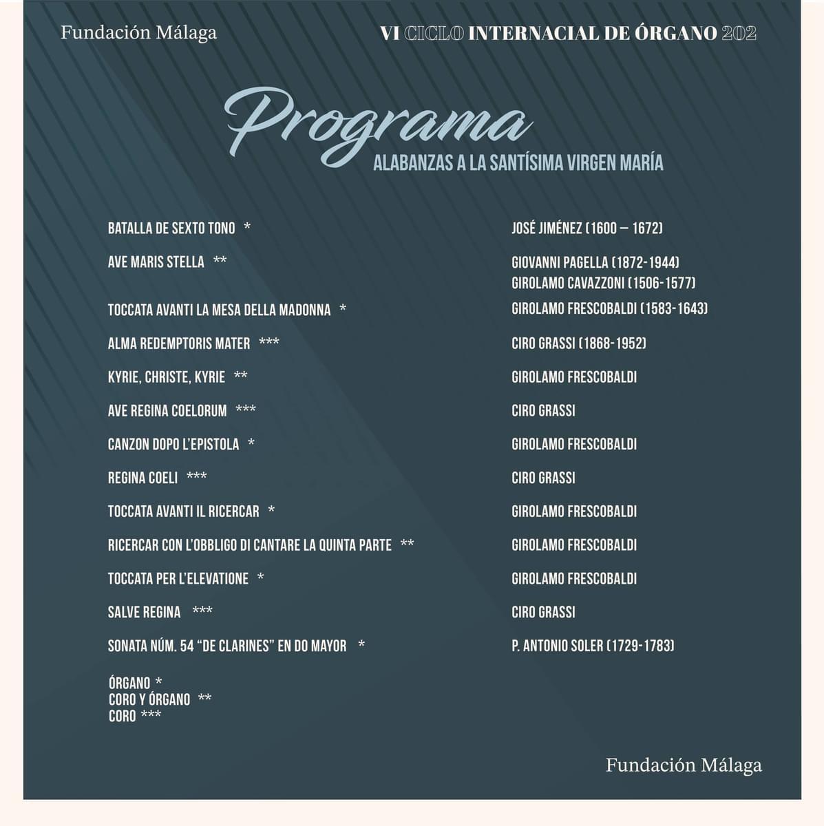 Programa del primer concierto del VI Ciclo Internacional de órgano