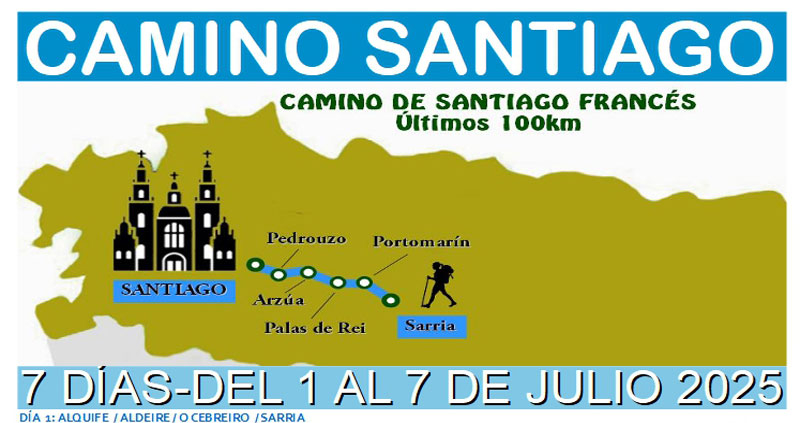 Propuesta para hacer los últimos 100 km del Camino de Santiago, del 1 al 7 de julio