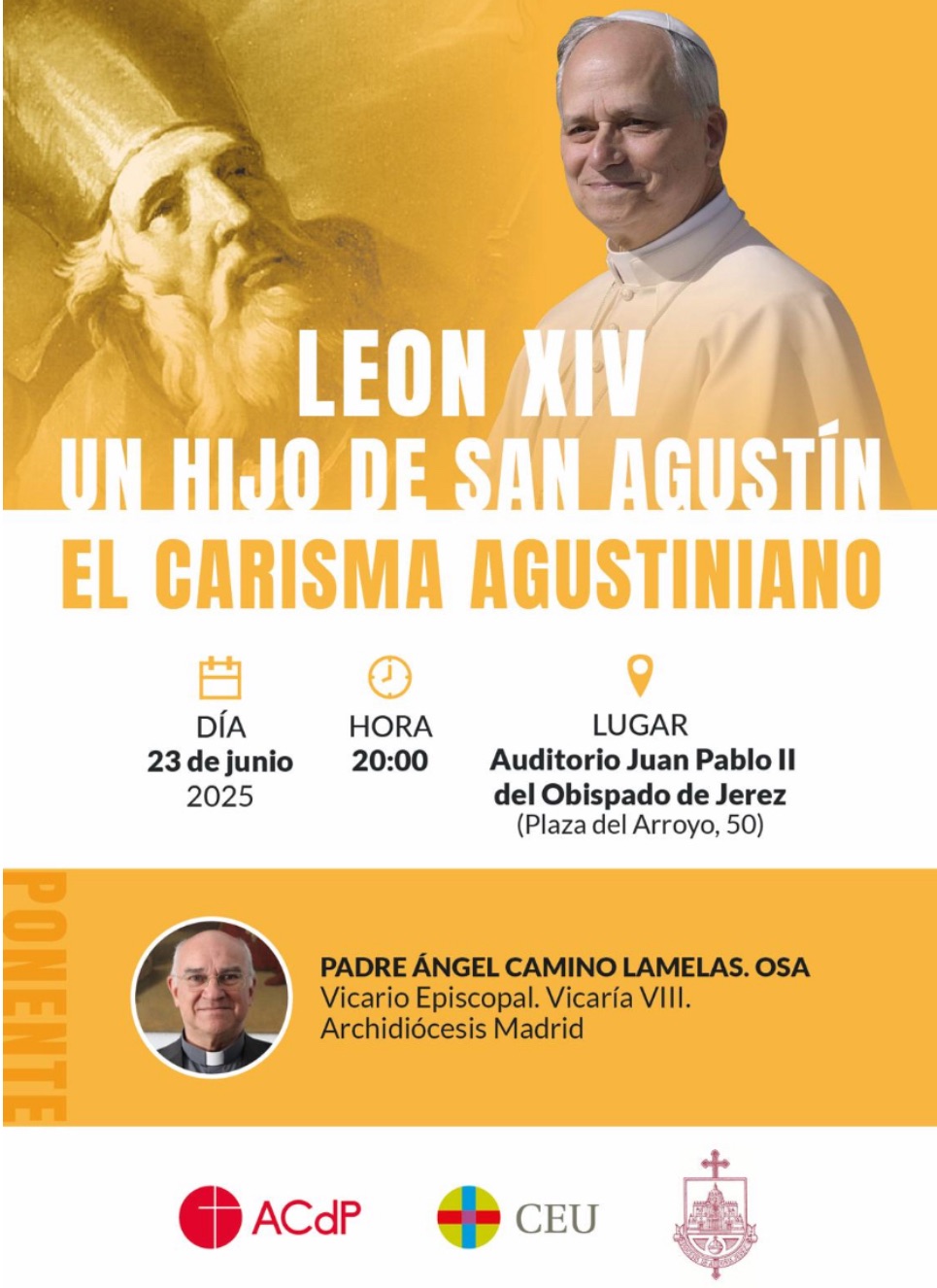 Conferencia «León XIV, un hijo de San Agustín» sobre el carisma agustiniano que inspira al nuevo Papa