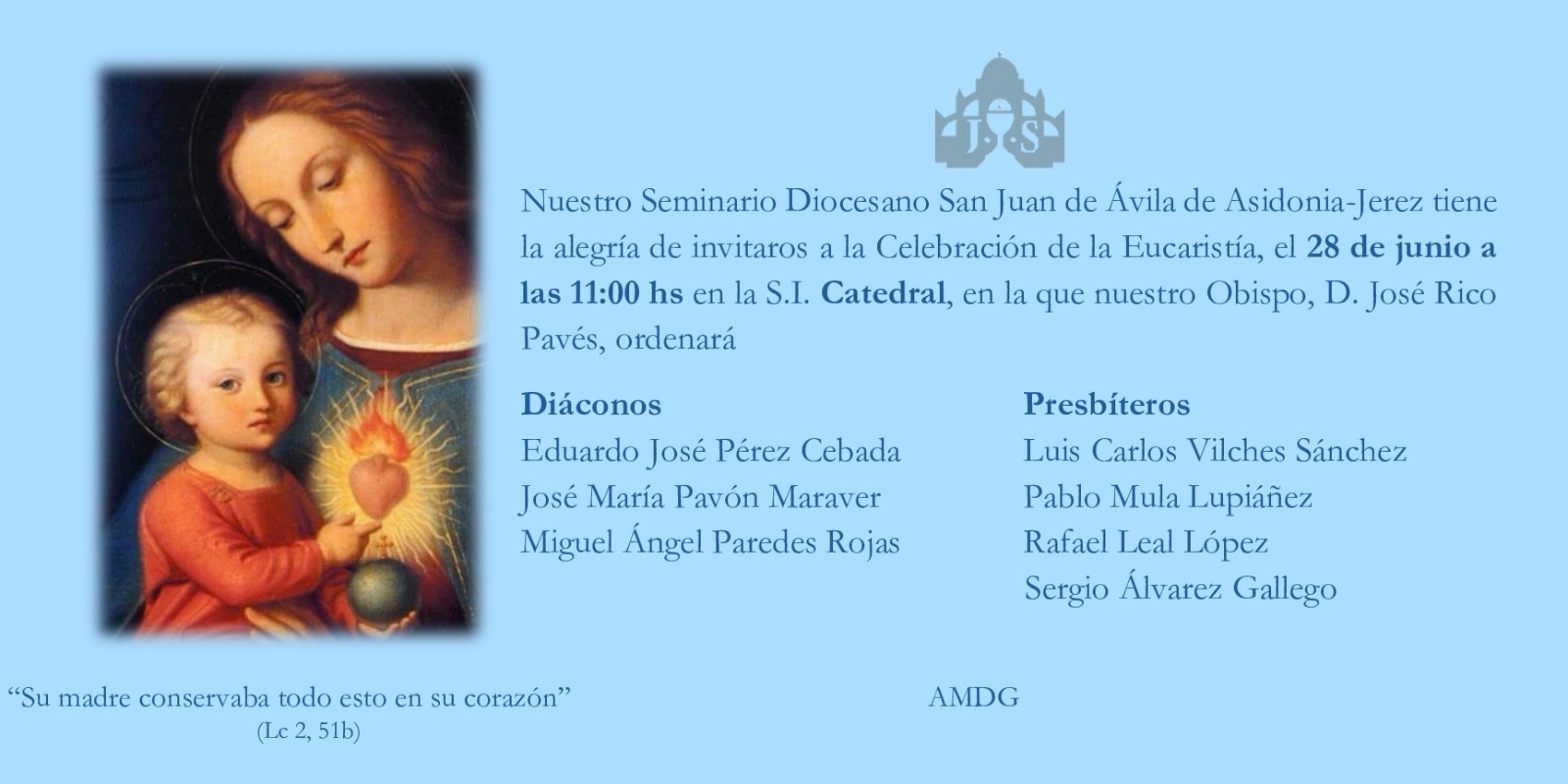 Ordenación de 3 nuevos diáconos y 4 sacerdotes este 28 de junio a las 11hrs en la Santa Iglesia Catedral