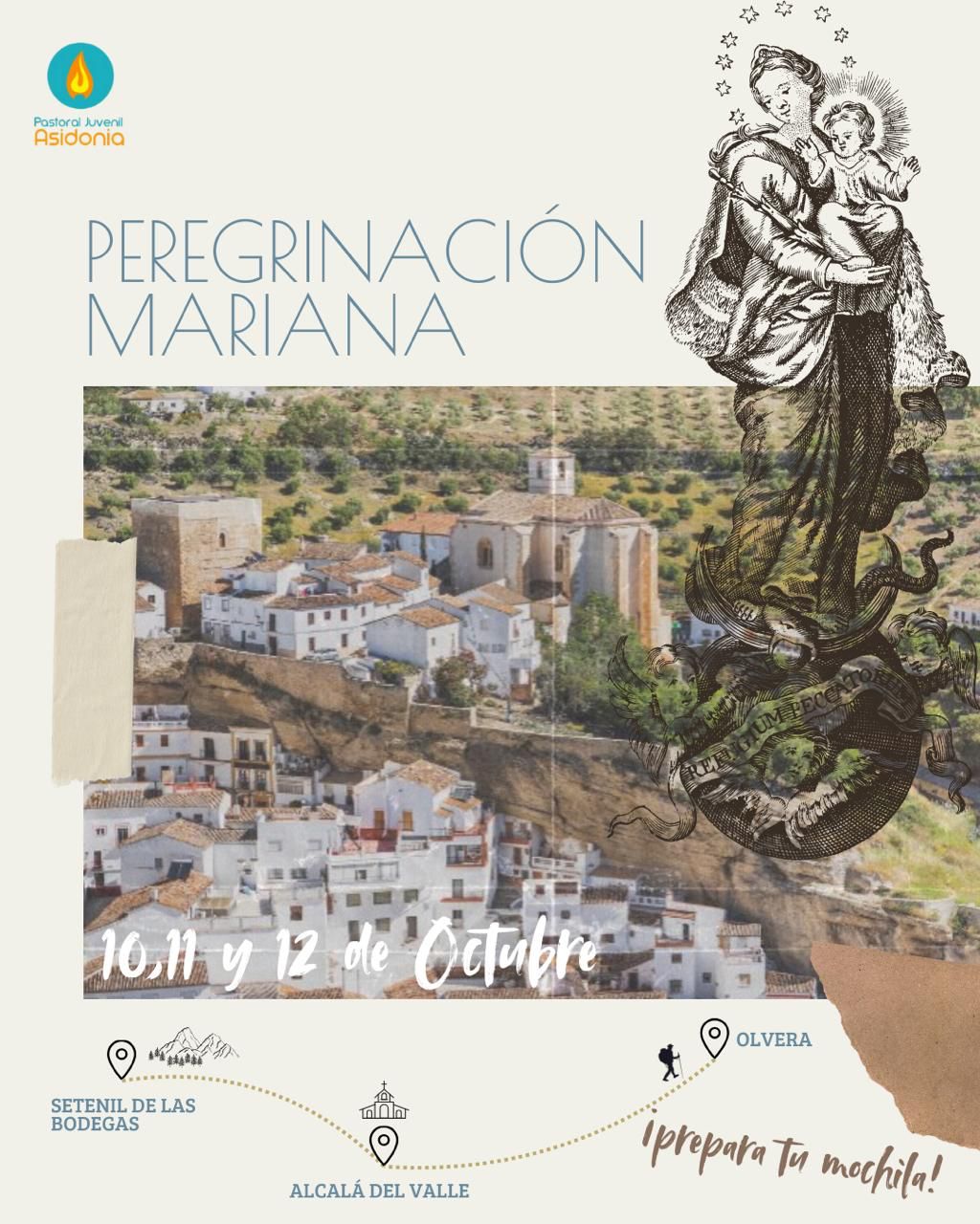 La Delegación de Pastoral Juvenil organiza una peregrinación mariana del 10 al 12 de octubre