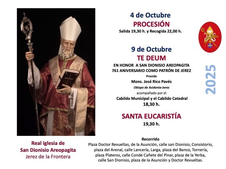La Diócesis de Asidonia-Jerez se prepara para celebrar la festividad de San Dionisio Areopagita, patrón de Jerez