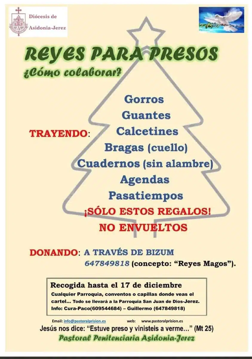 La Pastoral Penitenciaria de Asidonia-Jerez lanza un año más la campaña “Reyes para presos”