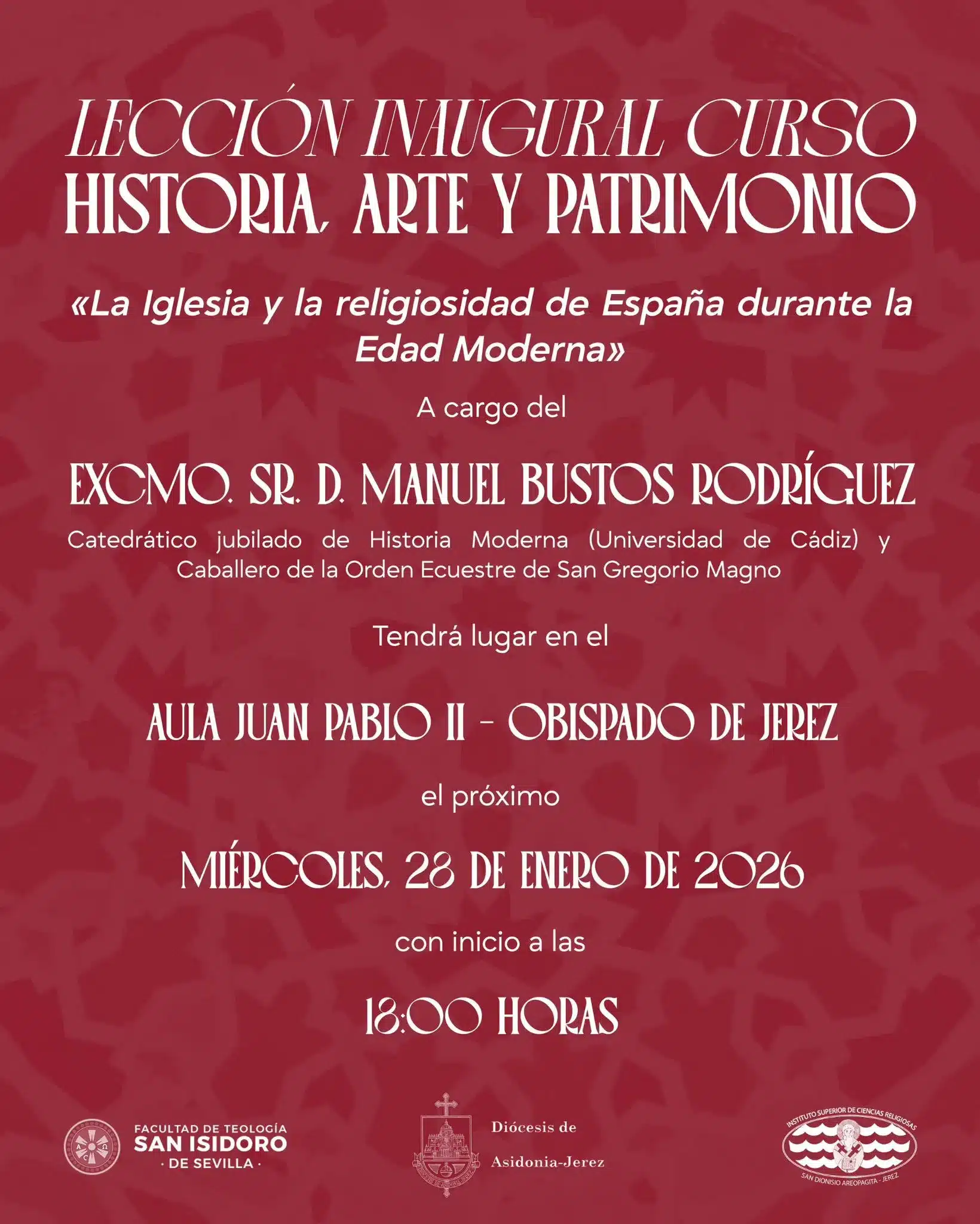 Lección inaugural del curso de Historia, Arte y Patrimonio en el Auditorio San Juan Pablo II del Obispado de Asidonia-Jerez
