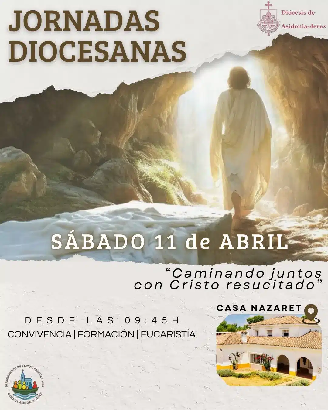 Jornadas Diocesanas este sábado 11 de abril que reunirán a la Iglesia de Asidonia-Jerez en torno a Cristo Resucitado
