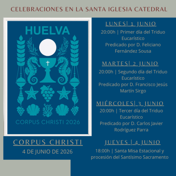 El Corpus Christi de Huelva 2026 anuncia su solemnidad con un cartel de profundo simbolismo eucarístico y acento marinero