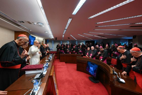 El Papa León XIV visita a los obispos españoles en la CEE (11)