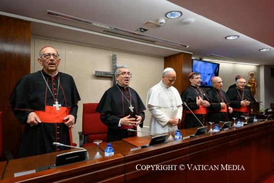 El Papa León XIV visita a los obispos españoles en la CEE (8)