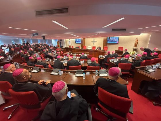 El Papa León XIV visita a los obispos españoles en la CEE (10)