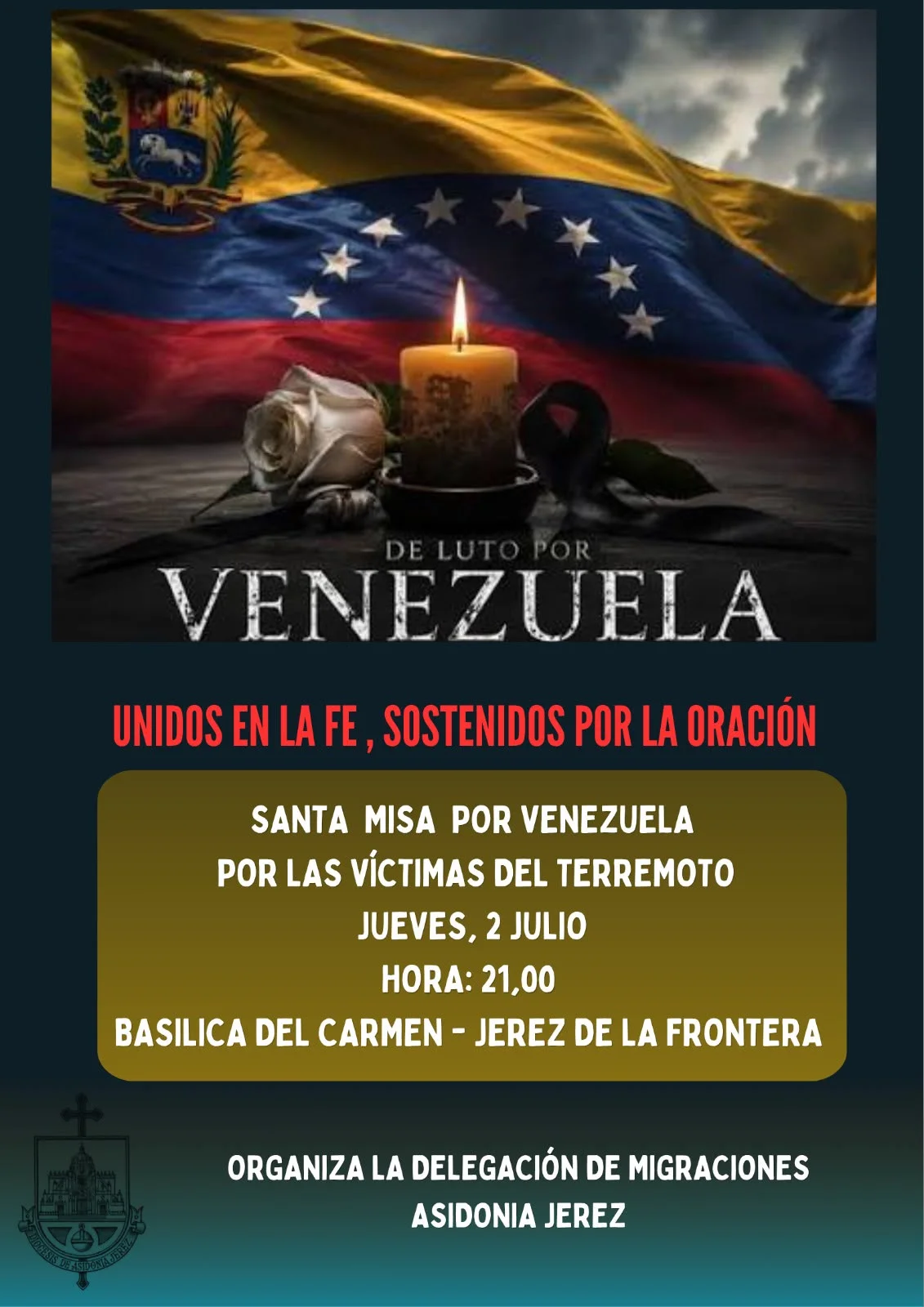 La Delegación Diocesana de Migraciones convoca una Eucaristía por las víctimas del terremoto en Venezuela