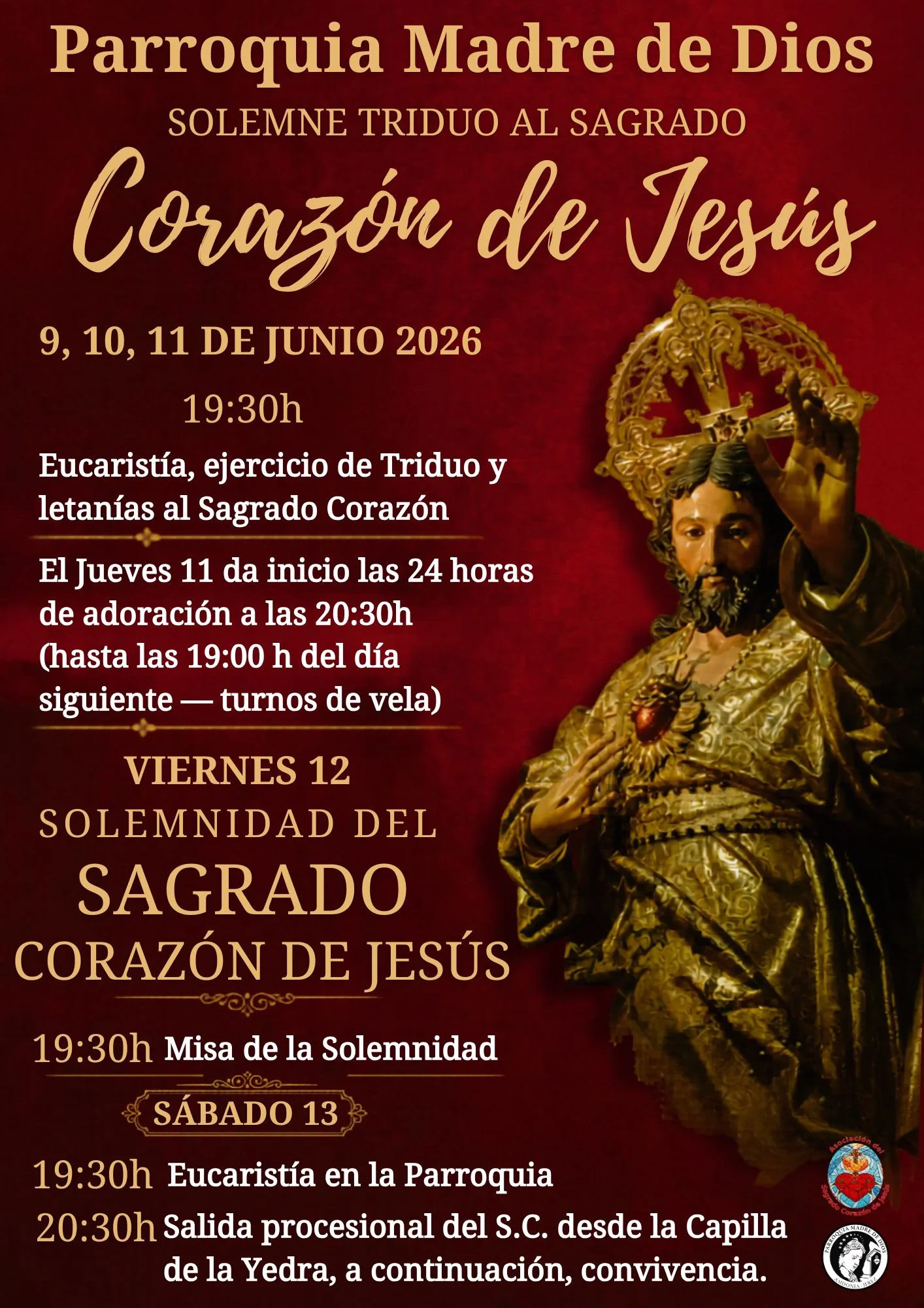 La Parroquia Madre de Dios celebrará un solemne triduo en honor al Sagrado Corazón de Jesús