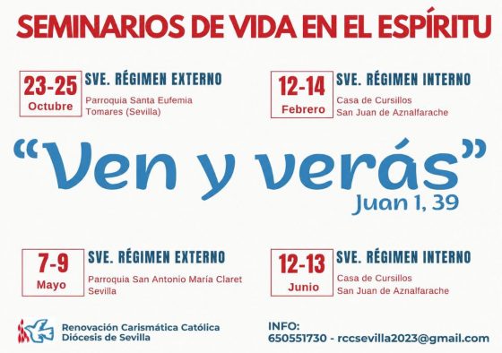 La Renovación Carismática Católica de Sevilla propone cuatro Seminarios de Vida en el Espíritu para el próximo curso