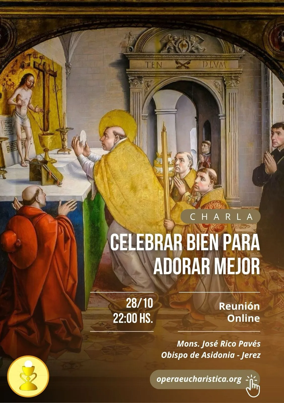 Monseñor José Rico Pavés impartirá una charla de formación eucarística bajo el título «Celebrar bien para adorar mejor»